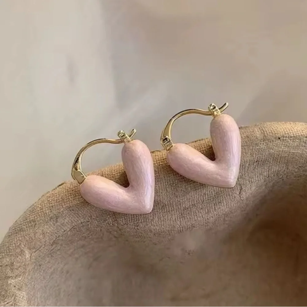 Pink Heart Hoop Earrings - Picture 1 of 1